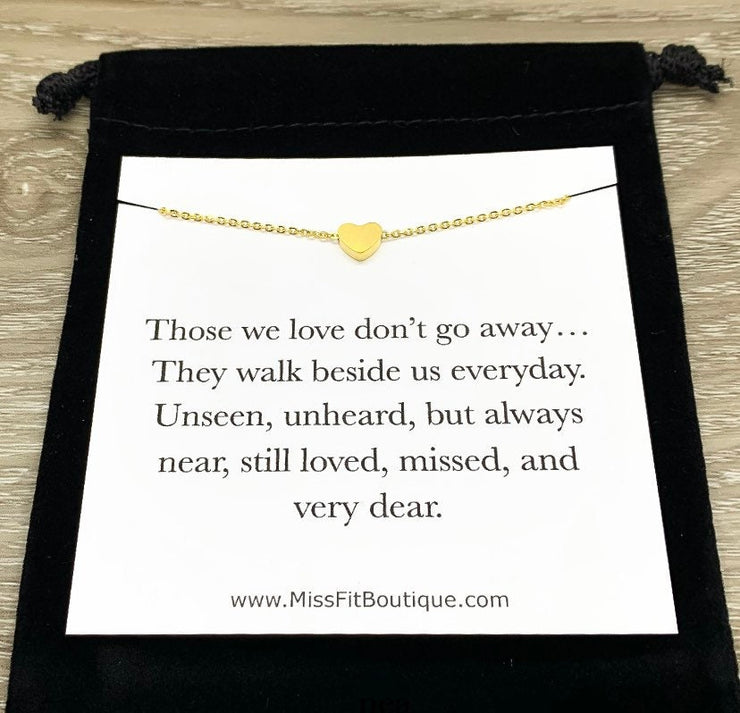 Dainty Heart Necklace, Sympathy Gift, Rose Gold Jewelry, Remembrance Necklace, Condolence Card, Grief Gift, Mourning Necklace, Miscarriage