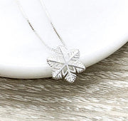 Snowflake Necklace, Dainty Sterling Silver Pendant, Snowflake Jewelry, Winter Wedding Bridal Jewelry, Christmas Gift for Her, Holiday Gift