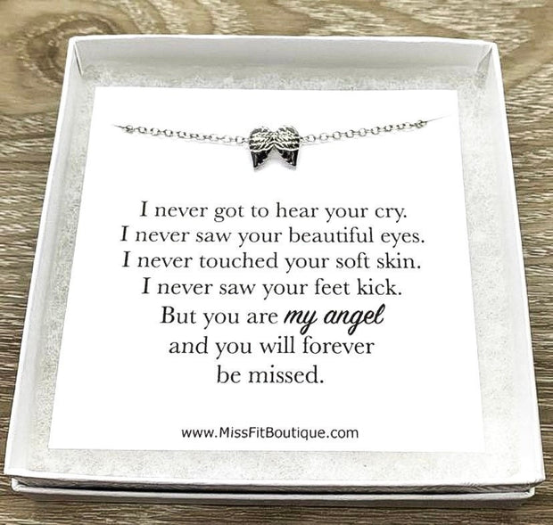 Miscarriage Necklace, Mommy to an Angel Gift, Infant Loss, Stillborn Memorial, Angel Wings Necklace, IVF Mother Gift, Baby Loss Jewelry