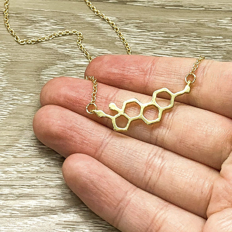 Estrogen Necklace, Affirmation Gift for Women, Strength Gift, Molecular Jewelry, Girl Power Gift, Empowering Gift for Her, Feminist Jewelry