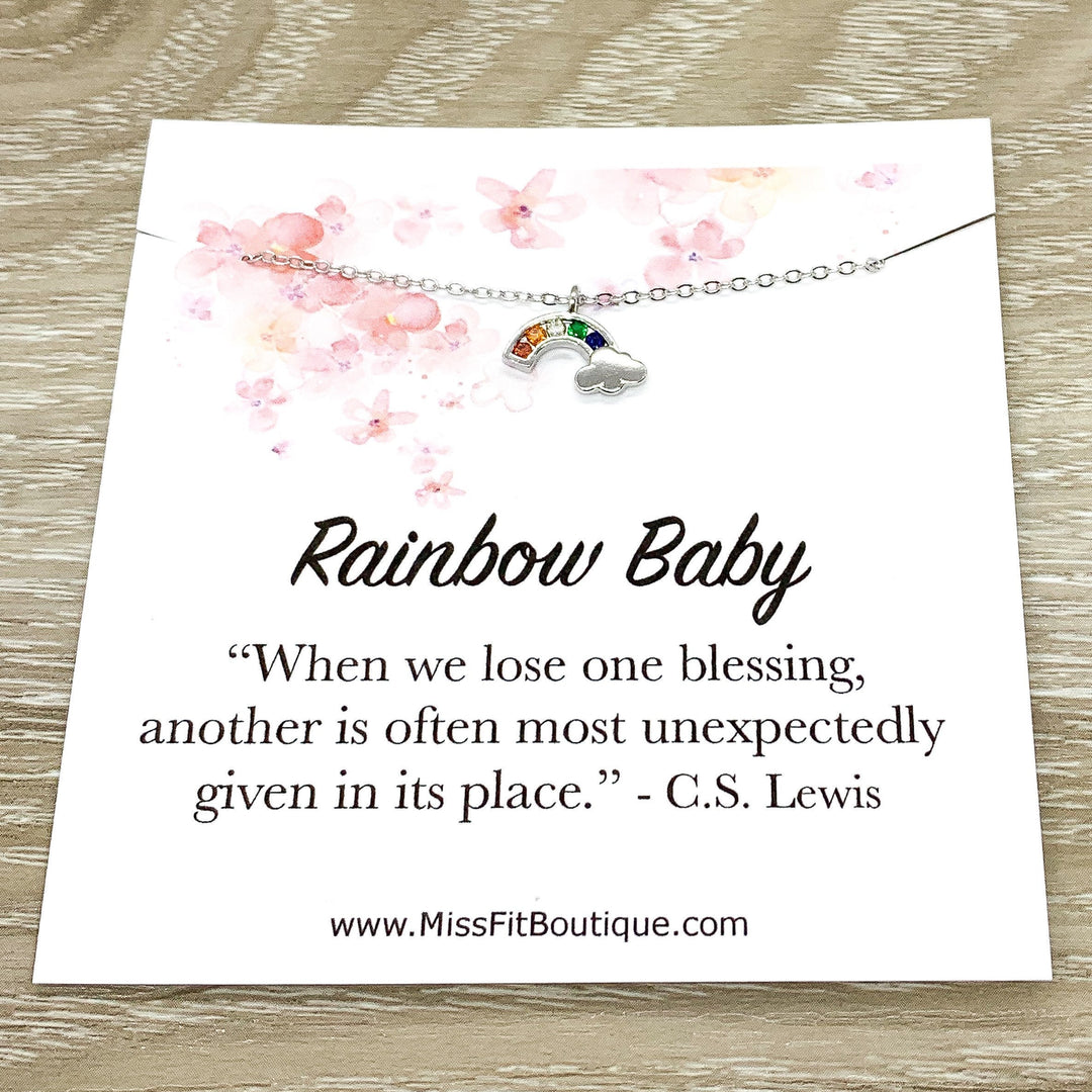 Cadeau pour bébé arc-en-ciel, citation de C.S. Lewis, petit collier arc-en-ciel, cadeau de naissance, bijoux pour nouvelle maman, fausse couche, cadeau de soutien en cas d'infertilité