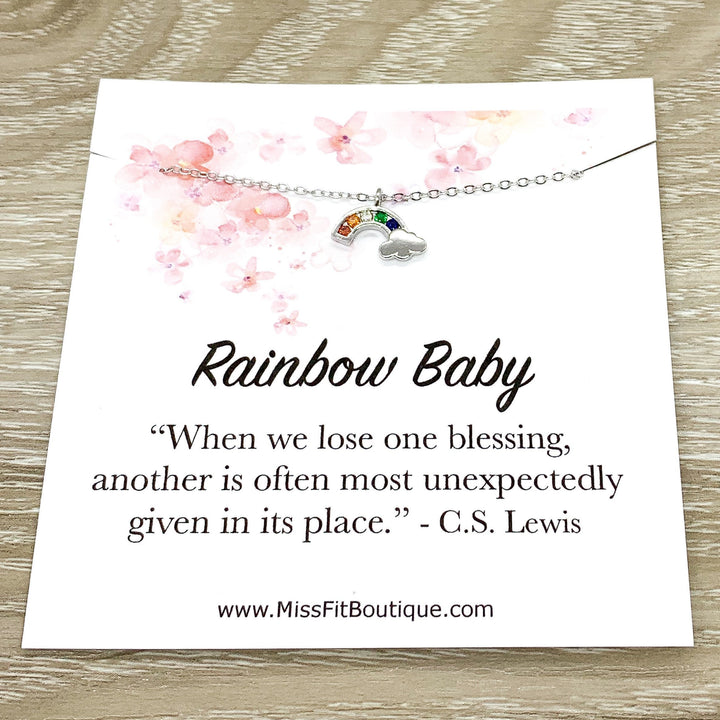 Cadeau pour bébé arc-en-ciel, citation de C.S. Lewis, petit collier arc-en-ciel, cadeau de naissance, bijoux pour nouvelle maman, fausse couche, cadeau de soutien en cas d'infertilité