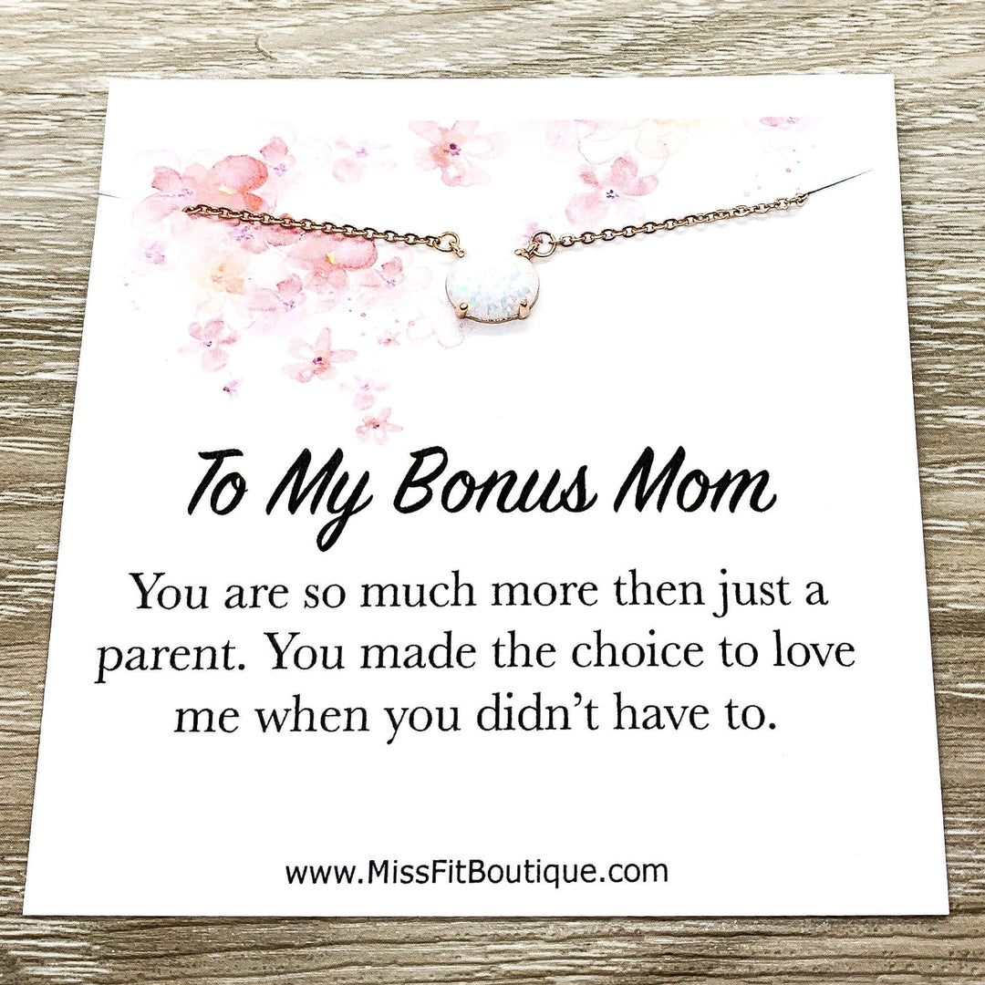 Bonus Mom Gift, Oval Opalite Necklace, Birthstone Pendant, Unbiological Mother Gift, Gift for Stepmother, Other Mother Gift, Birthday Gift