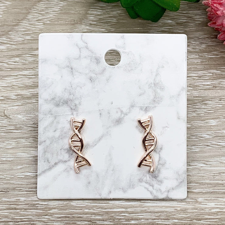 DNA Strand Stud Earrings, Double Helix Studs, Blended Family, Biology Jewelry, Medical Student, Science Jewelry, Nurse Gift, Stocking Filler