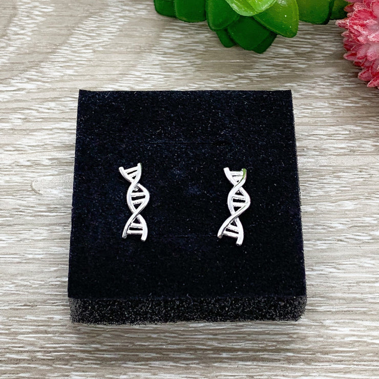 DNA Stud Earrings, Double Helix Studs, Blended Family, Biology Jewelry, Medical Student Gift, Science Jewelry, Nurse Gift, Stocking Stuffer