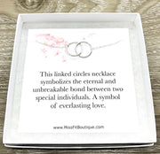 Unbreakable Bond Necklace with Custom Card, Linked Circles Necklace, 2 Circle Pendants, Gift for Best Friend, Gift for Girlfriend, Wife Gift