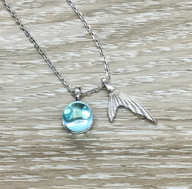 Mermaid Gift, Mermaid Necklace, Blue Crystal Necklace, Sterling Silver Jewelry, Mermaid Life, Friendship Necklace, Free Spirit Gift, Holiday