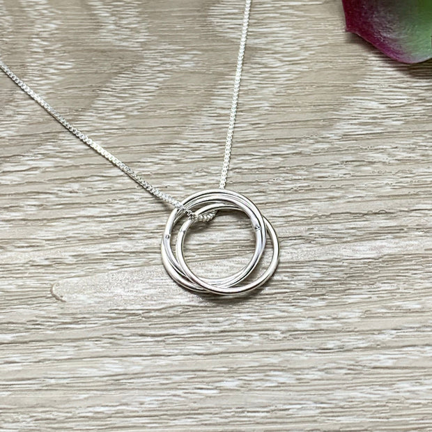 Three Amazing Sisters Gift, 3 Eternal Rings Necklace, Forever Linked Together Card, Gift for Her, Sister Birthday Gift, Jewelry for Women