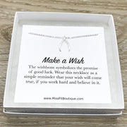 Make a Wish Necklace, Wishbone Pendant, Lucky Charm Jewelry, Gift for Friend, Friendship Jewelry, Gift for Daughter, Birthday Gift for Women