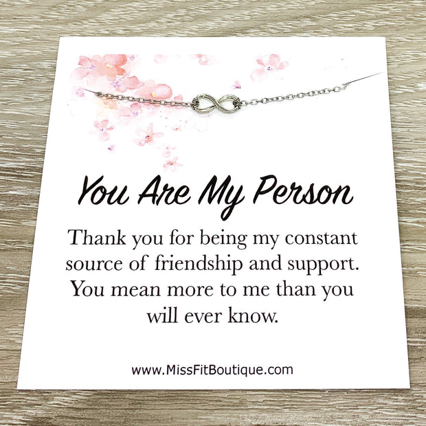 You Are My Person Gift, Dainty Infinity Necklace, Eternity Pendant, Gift for Best Friend, Infinity Necklace, Gift for Unbiological Sister