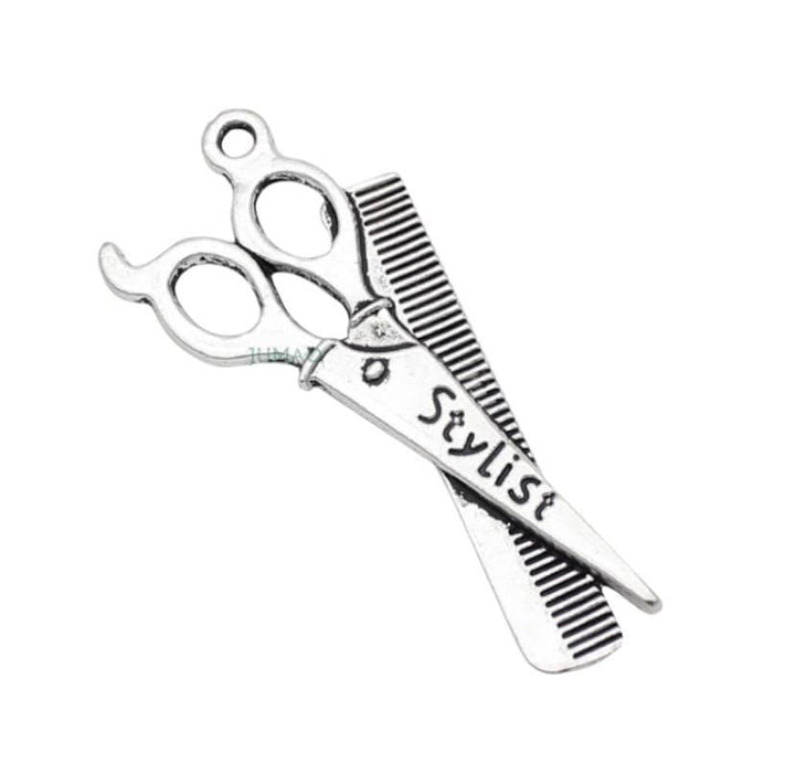 1 Stylist Charm, Salon Charms, Individual Charm, Scissors and Comb Charms, Hair Stylist Gift, Girlie Charm, Teen Girl Charm, Hair Jewelry