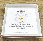 Sisters Gift, Tri-Tone Triangle Necklace, Side by Side or Miles Apart, Tri Color Necklace, Gift from Big Sister, Sister Birthday, Sisterhood