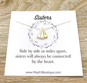 Sisters Gift, Tri-Tone Triangle Necklace, Side by Side or Miles Apart, Tri Color Necklace, Gift from Big Sister, Sister Birthday, Sisterhood