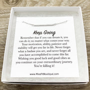 Keep Going Card, Balance Bar Necklace, Sterling Silver Jewelry, Layering Necklace, Gift for Student, Gift for Sister, Motivational Gift