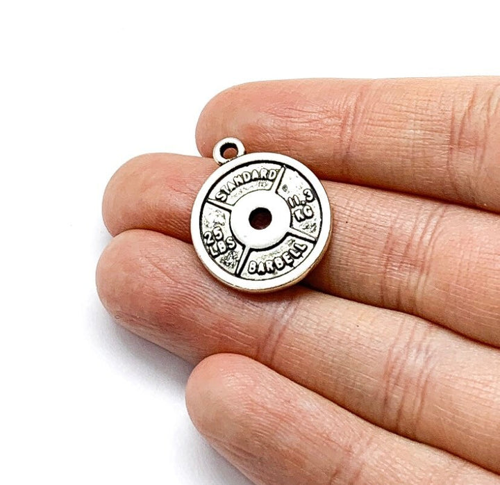 Weightlifting Charms, Fitness Charms, Bodybuilding Charms, Weightloss Charms, Gym Charms, Mini Weight Plate Charms, Stocking Stuffer for Her