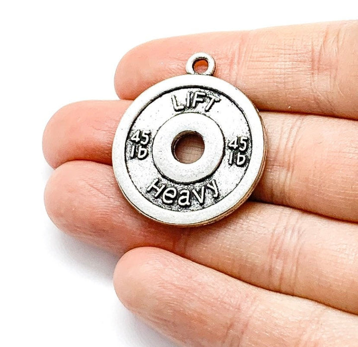 Weightlifting Charms, Fitness Charms, Bodybuilding Charms, Weightloss Charms, Gym Charms, Mini Weight Plate Charms, Stocking Stuffer for Her