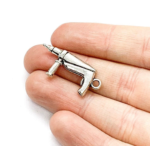 1 Tiny Nail Gun Charm, Power Tool Charm, Handyman Charms, Gift for Carpenter, Tools Charm, Construction Charm, Gift for Him