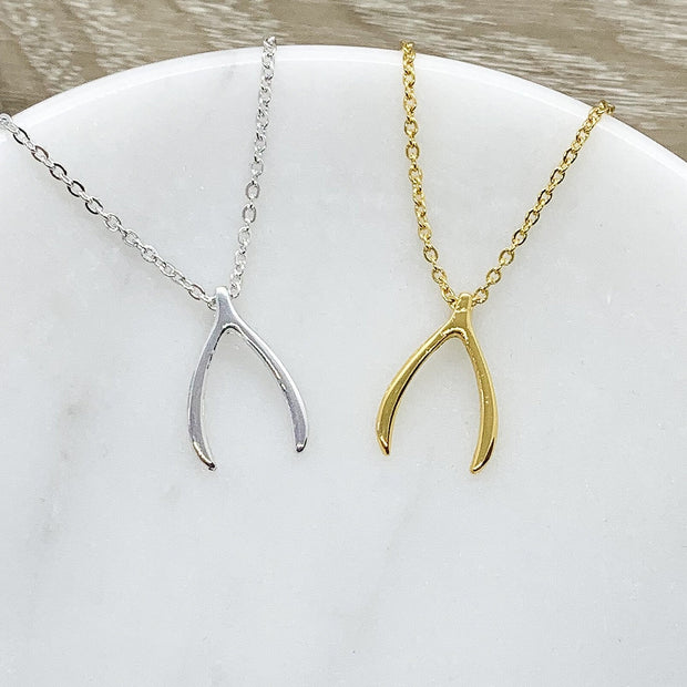 Make a Wish Necklace, Wishbone Pendant, Lucky Charm Jewelry, Gift for Friend, Friendship Jewelry, Gift for Daughter, Birthday Gift for Women