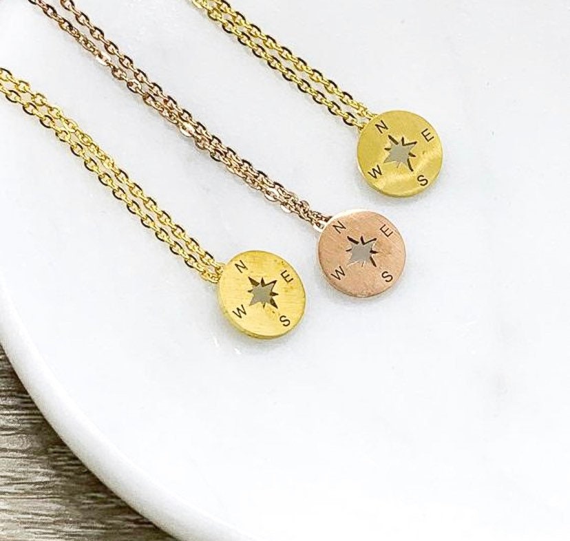 Peu importe où vous allez, ensemble de 3 colliers boussole, cadeau de votre meilleure amie, colliers d'amitié assortis, cadeau de départ, amies à distance