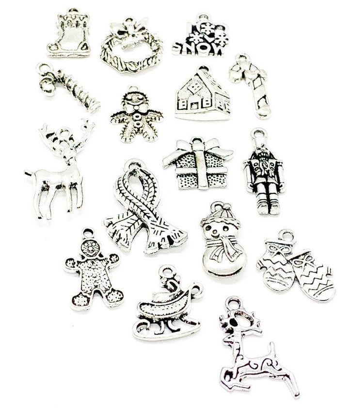 Lot de breloques de Noël, breloque couronne de Noël, breloque renne, breloques de Noël en gros, petit cadeau à glisser dans une chaussette, breloques de Noël