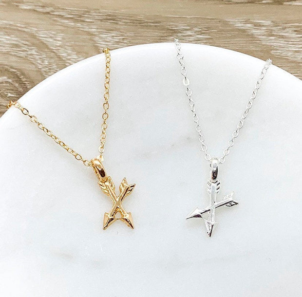 Soul Sisters Necklace, Arrow Necklace Set for 2, Crossing Arrows Pendant, Best Friend Gift, Arrow Jewelry, Sister Birthday Gift, Sorority