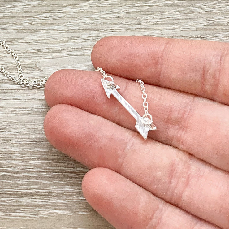 Unbiological Sister Gift, Sideways Arrow Necklace, Soul Sister Gift, Arrow Jewelry, Best Friends Necklace, Sister Birthday Gift, Friends