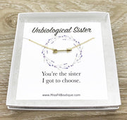 Unbiological Sister Gift, Sideways Arrow Necklace, Soul Sister Gift, Arrow Jewelry, Best Friends Necklace, Sister Birthday Gift, Friends