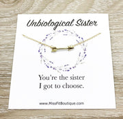 Unbiological Sister Gift, Sideways Arrow Necklace, Soul Sister Gift, Arrow Jewelry, Best Friends Necklace, Sister Birthday Gift, Friends