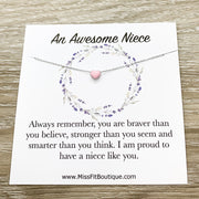 Awesome Niece Gift, Tiny Red Heart Necklace, Goodbye Gift, Always Remember Card, Heart-Shaped Jewelry, Gift from Aunt, Niece Necklace