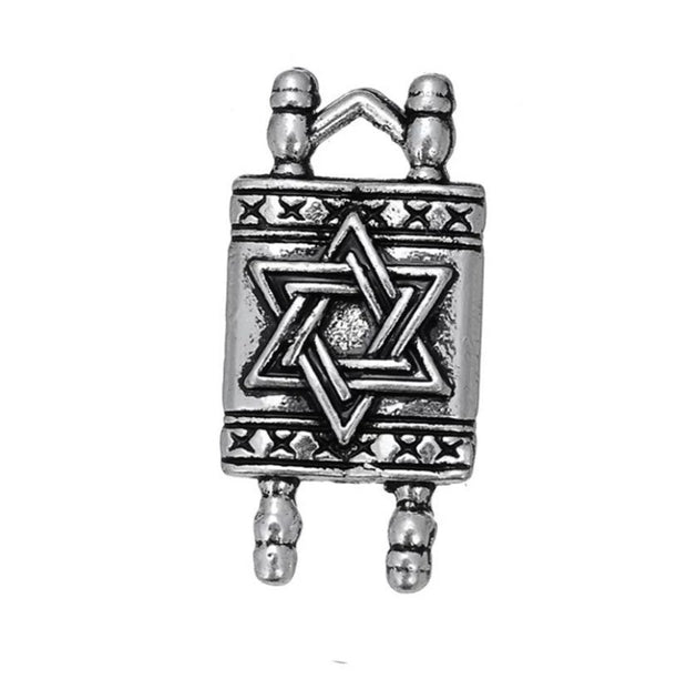 1 Tiny Torah Charm, Jewish Holiday Charm, Silver Star of David Charm, Hanukkah Charms, Bat Mitzvah Gift, Bible Charm, Religious Gift