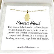 Hamsa Hand Necklace Gold, Protection Gift, Spiritual Jewelry, Simple Reminder Gift, Hand of Fatima Necklace, Gift for Her, Stocking Stuffer