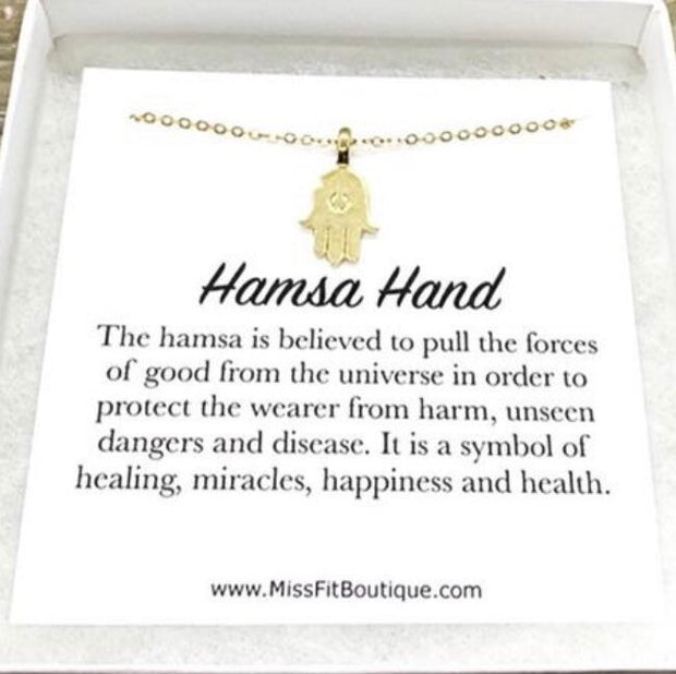 Hamsa Necklace Gold, Protection Necklace, Spiritual Jewelry, Hand of Fatima Necklace, Religious Jewelry, Positivity Gift for Her