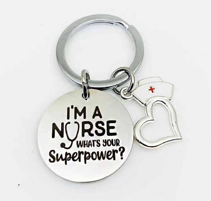 Porte-clés infirmière, cadeau pour étudiante en soins infirmiers, Je suis infirmière, quel est votre superpouvoir ?, cadeau pour infirmière praticienne, cadeau de remerciement pour infirmière