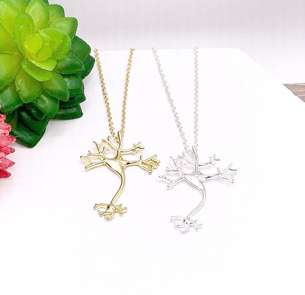 Neuron Necklace, Nerve Cell Pendant, Anatomy Jewelry, Scientific Pendant, Scientist Gift, Biology Necklace, Doctor Gift, Student Gift