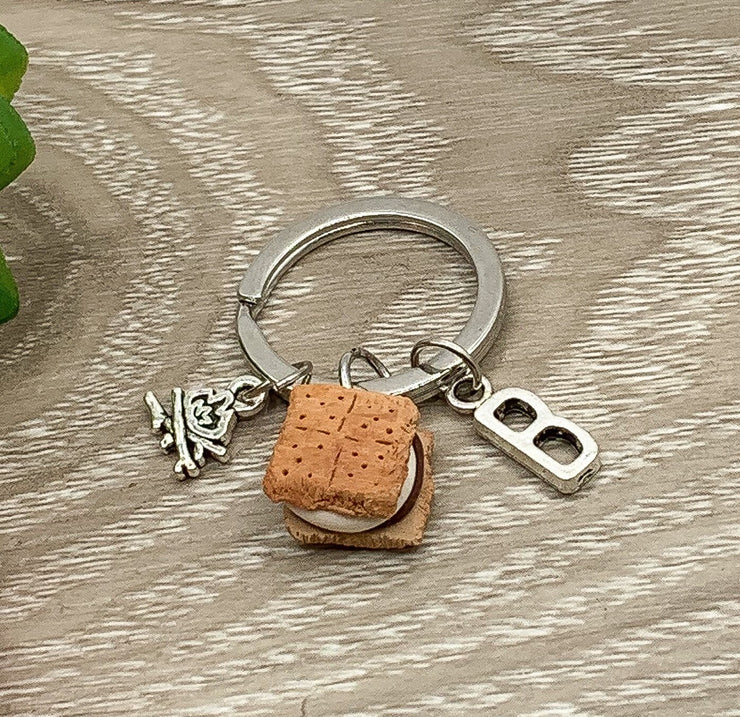 Smores Keychain, Camping Keychain, Campfire Charm, Miniature S’Mores, Miniature Food Charms, Cute Cookie Charm, Food Jewelry