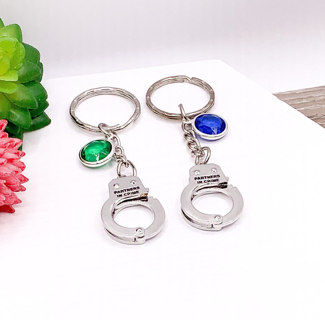 Porte-clés « Complices », lot de 2 porte-clés menottes assortis, cadeau pour meilleure amie, porte-clés d'amitié personnalisés, cadeau BFF, cadeau pour la bande