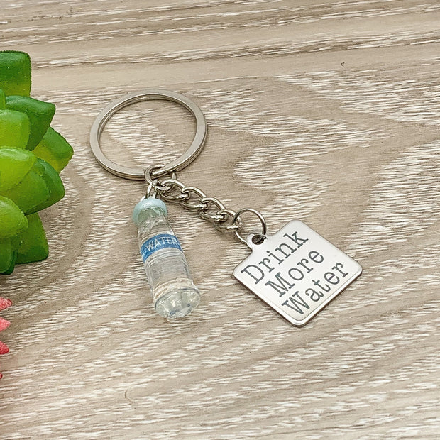 Drink More Water Keychain, Hydration Reminder, Motivational Water Keyring, Mini Waterbottle Charm, Motivational Water Bottle, Hydrate More