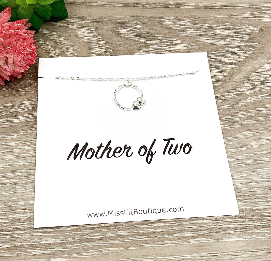 Mother of Two Necklace, Multiple Hearts Necklace, 2 Heart Pendants, Gift for Mom from Kids, Gift for Mama, Mother Birthday, Mommy Christmas