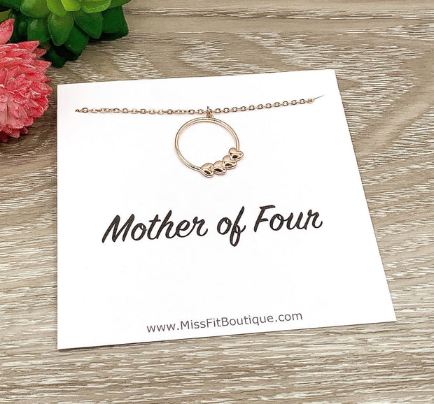 Mother of Four Necklace, Multiple Hearts Necklace, 4 Hearts Pendant, Gift for Mama from Kids, Gift for Mom, Mommy Birthday, Mother Christmas