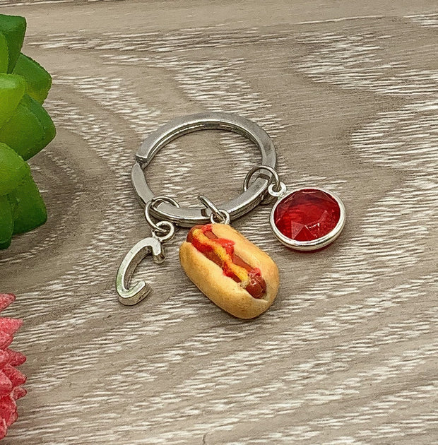 Hot Dog Keychain, Hot Dog Lover, Cute Gift, Hot Dog Addict, Unique Keychain, Miniature Junk Food Charm, Foodie Gift, Foodie Keyring