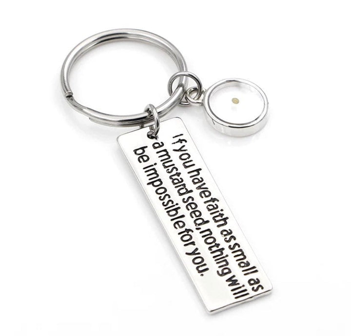 Faith Like a Mustard Seed Keychain, Matthew 17:20 Bible Verse, Believe Keyring, Gift for Godmother, Infertility Struggle Gift, IVF Survivor