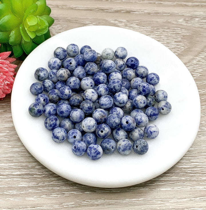 Perles d'agate bleue marbrée, perles rondes de 8 mm, lot de 100 perles, fournitures de bijoux en gros, pierres de guérison, fournisseur canadien