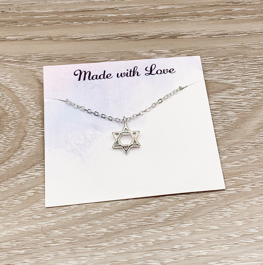 Collier Étoile de David miniature, Bijou céleste délicat, Pendentif étoile en argent sterling, Bijou œil protecteur, Collier minimaliste, Cadeau d'anniversaire