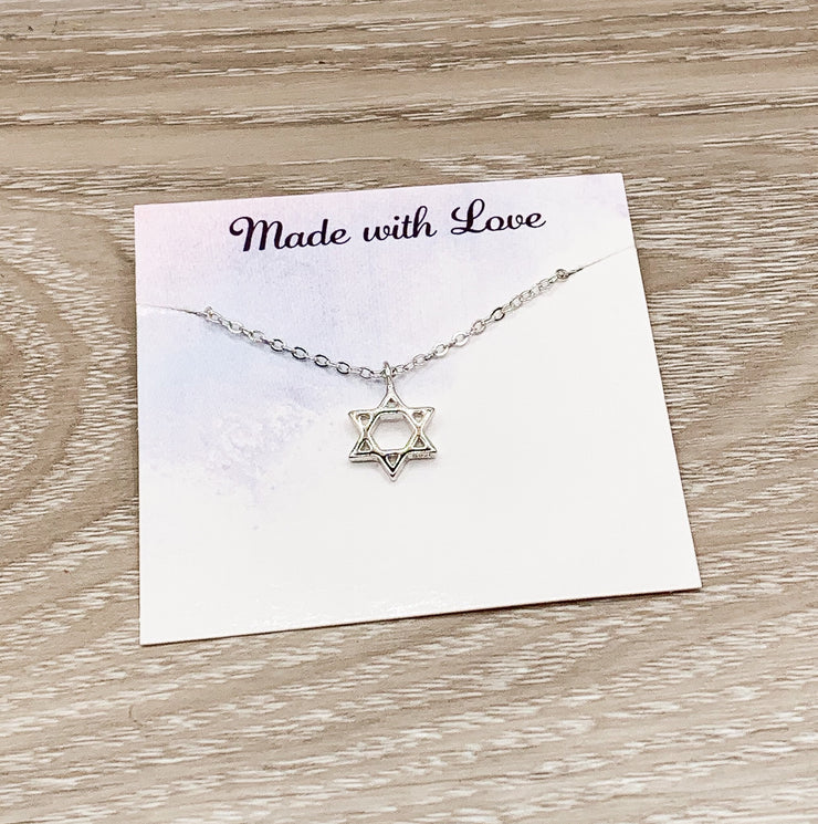 Tiny Star of David Necklace, Dainty Celestial Jewelry, Sterling Silver Star Pendant, Evil Eye Jewelry, Minimal Necklace, Birthday Gift