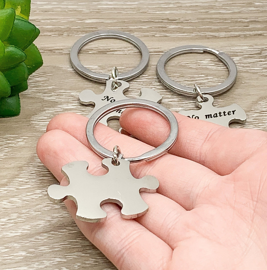 Ensemble de 3 porte-clés puzzle à emboîter, cadeau idéal pour les meilleures amies, porte-clés d'amitié, porte-clés BFF, cadeau pour amies à distance