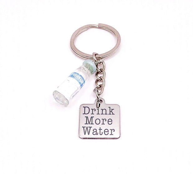 Drink More Water Keychain, Hydration Reminder, Motivational Water Keyring, Mini Waterbottle Charm, Motivational Water Bottle, Hydrate More