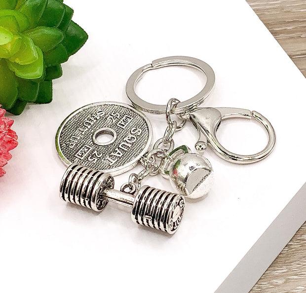 Bodybuilding Keychain, 25kg Weight Plate Charm, Weightlifting Keychain, Fitness Gift, Heavy Barbell Charm, Gym Addict Gift, Workout Keychain