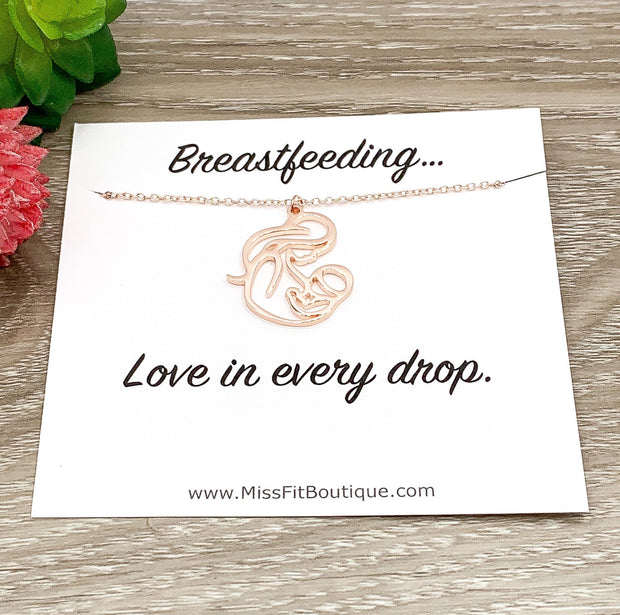 Love in Every Drop, Breastfeeding Quote, Mom and Baby Necklace, Breastfeeding Gift, Nursing Mama Support Gift, Thoughtful Encouragement Gift