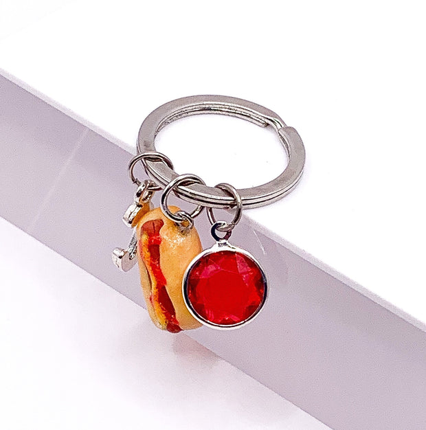 Hot Dog Keychain, Hot Dog Lover, Cute Gift, Hot Dog Addict, Unique Keychain, Miniature Junk Food Charm, Foodie Gift, Foodie Keyring