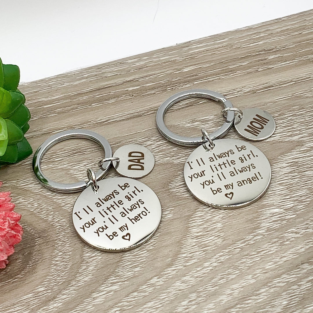 I’ll Always Be Your Little Girl Keychain, Mother of The Bride Gift from Daughter, Mom Keychain, Dad Keychain, Gift for Mother, Moving Away